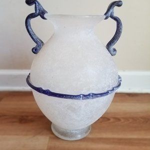 Roman style frosted white art glass vase